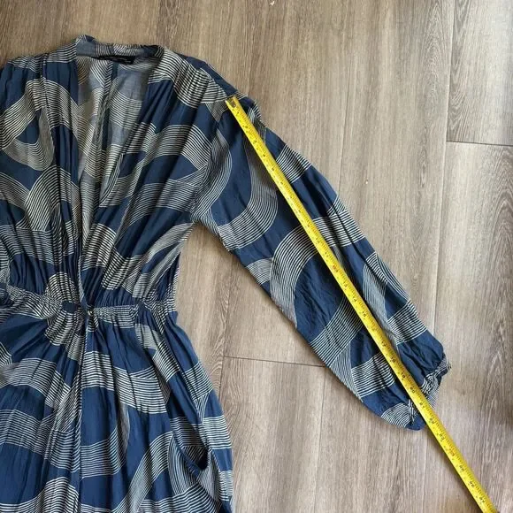 Dress Forum Los Angeles Dress Boho Hippie Wrap Blue And White V-neck Maxi Sz S - Picture 10 of 14